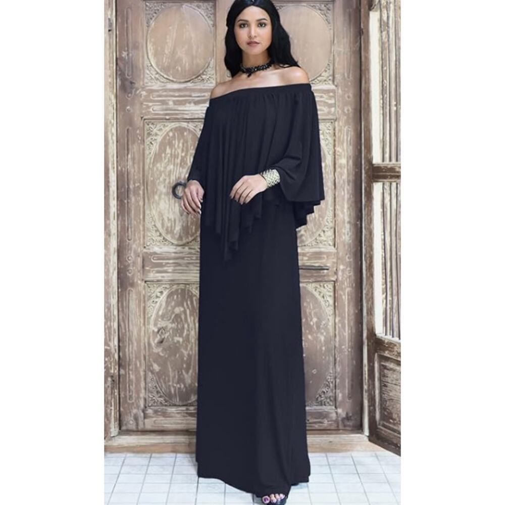 KOH KOH Long Strapless Off the Shoulder Cocktail Dress Blue NWT Size L